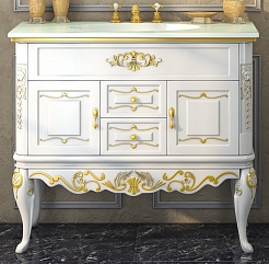 Misty Мебель для ванной Bianco 100 белый, сусальное золото – фотография-2