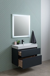 Aquanet Мебель для ванной Бруклин 70 подвесная черная матовая – фотография-4