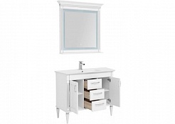 Aquanet Комплект мебели Селена 105 (3 ящика, 2 дверцы), белая/патина серебро – фотография-2