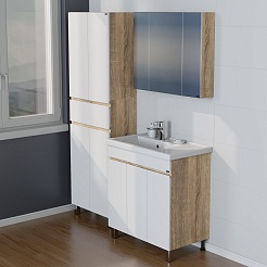 СанТа Мебель для ванной Марс 80П белая/янтарное дерево – фотография-3