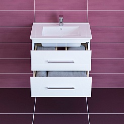 СанТа Мебель для ванной Вегас 65 подвесная с зеркальным шкафом Вегас 70 белая – фотография-6
