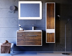 Aqwella Пенал для ванной Malaga R крафт темный – фотография-3