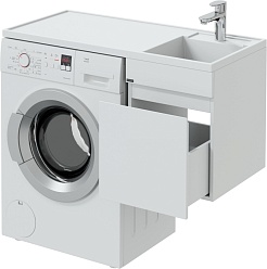 СанТа Мебель для ванной под стиральную машину Марс 100 R подвесная белая – фотография-6
