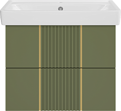 Brevita Мебель для ванной Vega 70 подвесная зеленая/золото – фотография-4