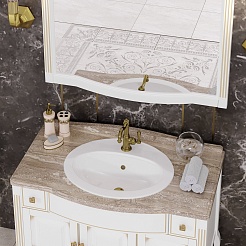 Opadiris Мебель для ванной Лаура 100 белая с бежевой патиной, мраморная столешница – фотография-8