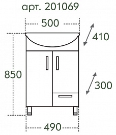 СанТа Мебель для ванной Сити Прима 50 универсал, с ящиком – фотография-8
