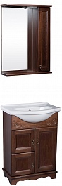 Bas Мебель для ванной Варна 60 орех, глухие дверцы, зеркало-шкаф – фотография-1