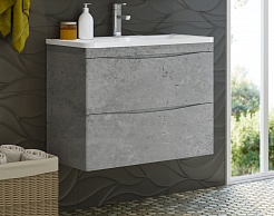 Misty Мебель для ванной Атлантик 80 R 2 ящика подвесная серый камень – фотография-3