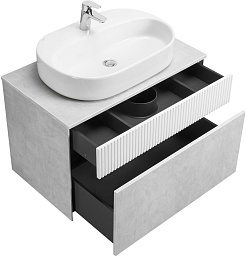 Акватон Мебель для ванной Марбл 80 Одри Round подвесная слэйт/белая матовая – фотография-3