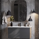 Акватон Мебель для ванной Сохо 100 L подвесная дуб веллингтон/графит софт