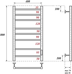 Point Полотенцесушитель электрический Аврора П8 400x800 PN10848W белый – фотография-3