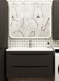Style Line Мебель для ванной Бергамо Мини 90 Люкс антискрейтч Plus подвесная черная – фотография-1