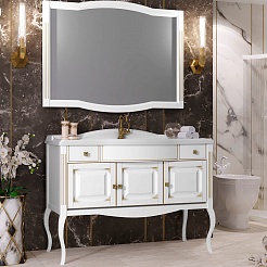 Opadiris Мебель для ванной Лаура 120 белая с бежевой патиной – фотография-1