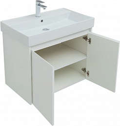 Aquanet Мебель для ванной Nova Lite 75 2 дверцы подвесная белая глянцевая – фотография-9
