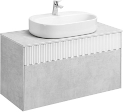 Акватон Мебель для ванной Марбл 100 Одри Round подвесная слэйт/белая матовая – фотография-6