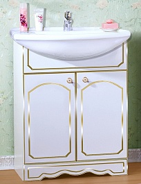 Бриклаер Мебель для ванной Лючия 70 белый глянец/золото, шкафчик – фотография-7