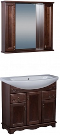 Bas Мебель для ванной Варна 105 орех, глухие дверцы, зеркало-шкаф – фотография-1