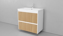 Velvex Мебель для ванной подвесная Klaufs 80 белая/дерево, 2 ящика – фотография-10