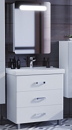 Mixline Мебель для ванной Стив 80 R 3 ящика белая – фотография-1