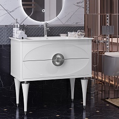 Opadiris Мебель для ванной Ибица 90 с овальным зеркалом белая/хром – фотография-4