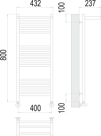 Terminus Полотенцесушитель водяной Аврора П16 400x800 с полкой хром – фотография-3