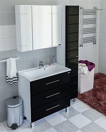 СанТа Мебель для ванной Омега 100 напольная черная – фотография-1