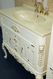 Misty Мебель для ванной Bianco 80 бежевая, сусальное золото – фотография-10