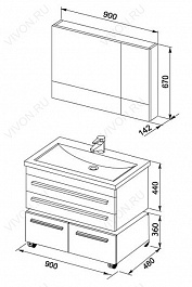 Aquanet Мебель для ванной Верона 90 черная подвесная (230313) – фотография-5