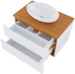 Mixline Мебель для ванной Виктория 80 подвесная белая софт/дуб светлый – фотография-6