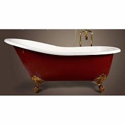 Фэма Чугунная ванна "Gracia Red", ножки бронза, красный глянец – фотография-1