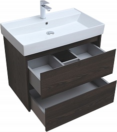Aquanet Мебель для ванной Nova Lite 75 подвесная дуб черный – фотография-7