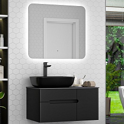 Misty Мебель для ванной Роял 80 подвесная черная матовая – фотография-1