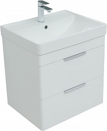 Aquanet Мебель для ванной Ирис New 60 2 ящика подвесная белая глянцевая – фотография-3