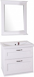 ASB-Woodline Мебель для ванной Прато 70 белый/патина серебро, массив ясеня – фотография-1