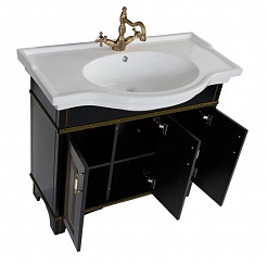 Aquanet Мебель для ванной Валенса 90 черный краколет/золото (180242) – фотография-7