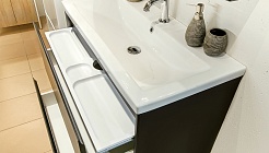 Velvex Мебель для ванной напольная Klaufs 100 черная/дерево, 2 ящика – фотография-10