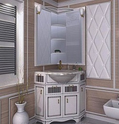 Aquanet Зеркало для ванной "Луис 70" угловое белое (171916) – фотография-3