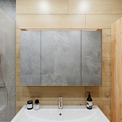 Бриклаер Мебель для ванной Форест 100 подвесная белый/дуб золотой – фотография-8