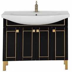 Aquanet Мебель для ванной "Честер 105" черный/золото – фотография-9