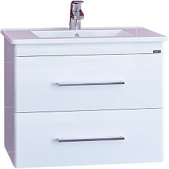 СанТа Мебель для ванной Вегас 65 подвесная с зеркальным шкафом Стандарт 70 белая – фотография-2