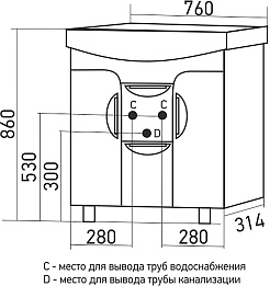 Mixline Тумба с раковиной Кассиопея 75 белая – фотография-4