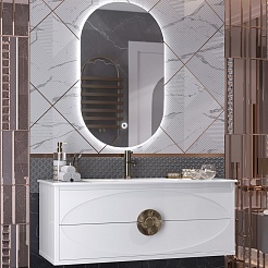 Opadiris Мебель для ванной Ибица 120 с овальным зеркалом подвесная белая/золото – фотография-1
