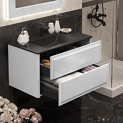 Opadiris Мебель для ванной Луиджи 90 подвесная белая матовая/антрацит – фотография-8
