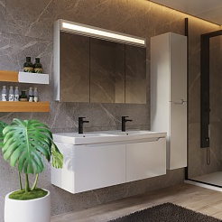 Dreja Мебель для ванной W 125 с зеркальным шкафом подвесная белая – фотография-2