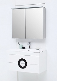 De Aqua Мебель для ванной Форма 90, зеркало-шкаф Алюминиум – фотография-4