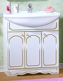Бриклаер Мебель для ванной Лючия 80 белый глянец/золото, 2 шкафчика – фотография-3