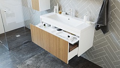 Velvex Мебель для ванной подвесная Klaufs 100 белая/дерево – фотография-4