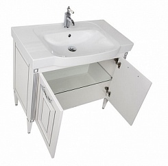 Aquanet Мебель для ванной Паола 90 Домино, белая/патина серебро (186391) – фотография-3