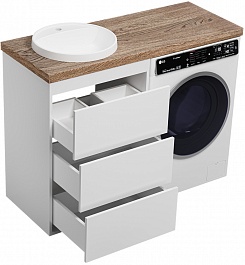 Brevita Мебель для ванной Grafit 120 под стиральную машину белая/махагон – фотография-12