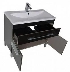 Aquanet Мебель для ванной Верона 100 черная, с ящиком, напольная (230321) – фотография-8